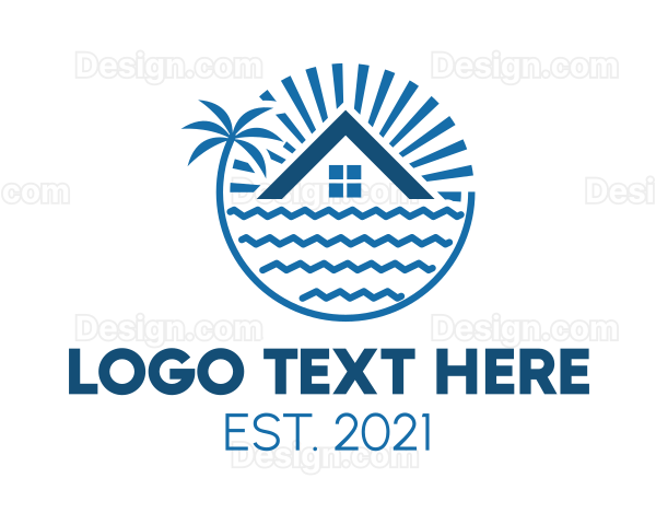 Tropical Seaside Villa House Logo