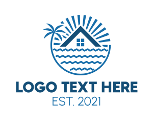 Hostel - Tropical Seaside Villa House logo design