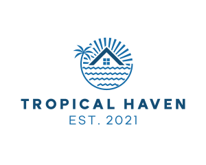 Tropical Seaside Villa House logo design