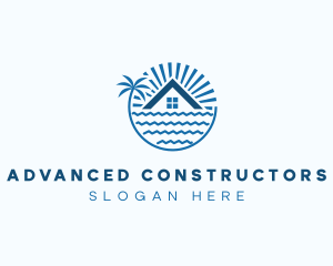 Tropical Seaside Villa House logo design