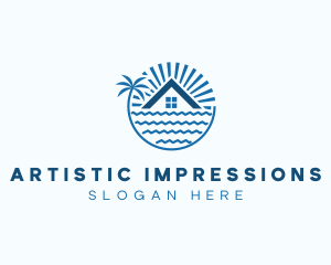 Tropical Seaside Villa House logo design