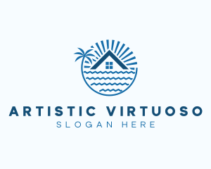 Tropical Seaside Villa House logo design