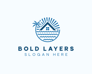 Tropical Seaside Villa House logo design