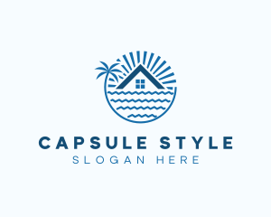 Tropical Seaside Villa House logo design