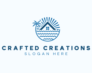 Tropical Seaside Villa House logo design