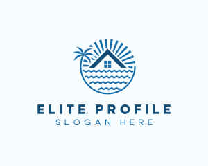 Tropical Seaside Villa House logo design