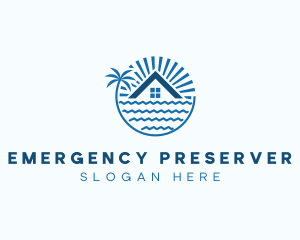 Tropical Seaside Villa House logo design