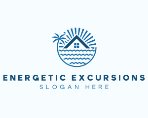 Tropical Seaside Villa House logo design