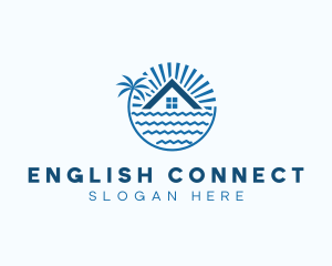 Tropical Seaside Villa House logo design