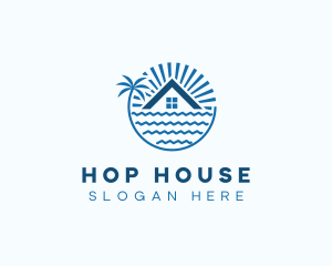 Tropical Seaside Villa House logo design