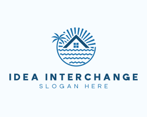 Tropical Seaside Villa House logo design