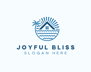 Tropical Seaside Villa House logo design