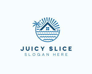 Tropical Seaside Villa House logo design