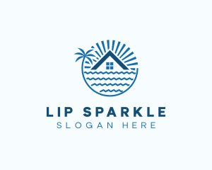 Tropical Seaside Villa House logo design