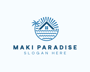 Tropical Seaside Villa House logo design