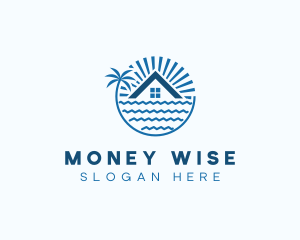 Tropical Seaside Villa House logo design