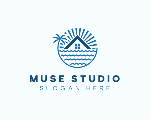 Tropical Seaside Villa House logo design