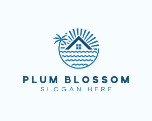 Tropical Seaside Villa House logo design