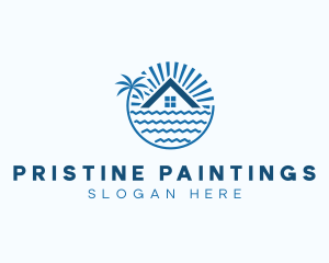 Tropical Seaside Villa House logo design