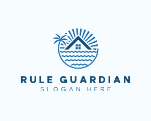 Tropical Seaside Villa House logo design