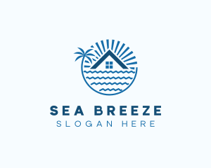 Tropical Seaside Villa House logo design