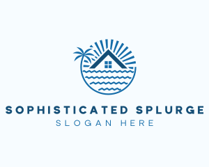 Tropical Seaside Villa House logo design