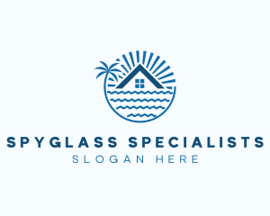 Tropical Seaside Villa House logo design