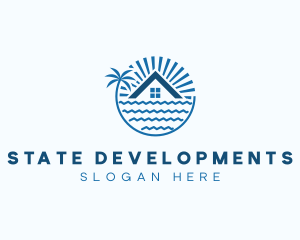 Tropical Seaside Villa House logo design