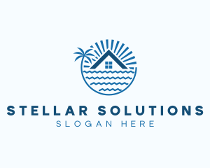 Tropical Seaside Villa House logo design