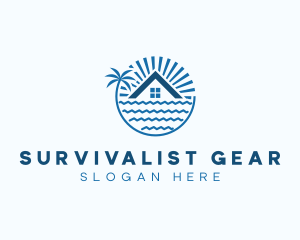 Tropical Seaside Villa House logo design