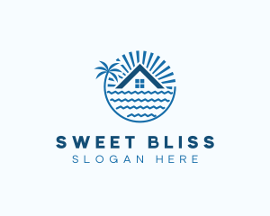 Tropical Seaside Villa House logo design