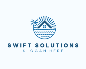 Tropical Seaside Villa House logo design