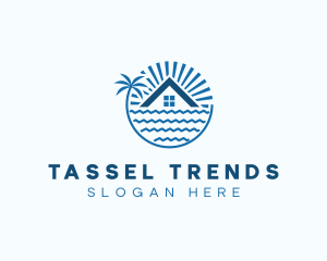 Tropical Seaside Villa House logo design