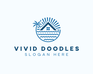 Tropical Seaside Villa House logo design