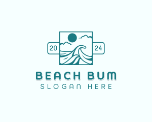 Surfing Beach Wave  logo design