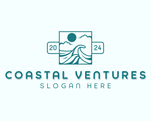 Surfing Beach Wave  logo design