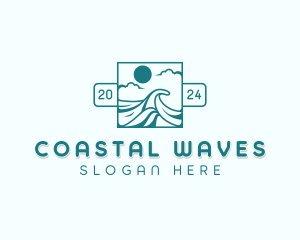 Surfing Beach Wave  logo design