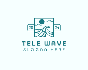 Surfing Beach Wave  logo design