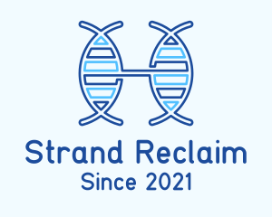 Blue Monoline DNA Strand logo design