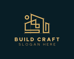 Home Builder Blueprint Architecture logo design