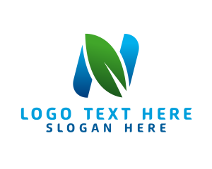 Eco Friendly Letter N Leaf Logo