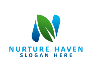 Eco Friendly Letter N Leaf logo design