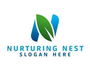 Eco Friendly Letter N Leaf logo design