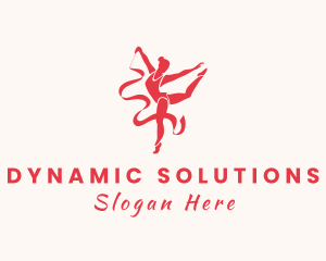 Woman Gymnastics Ribbon  logo