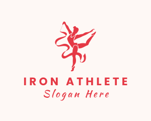 Woman Gymnastics Ribbon  logo design