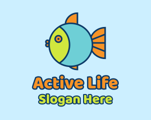 Colorful Round Fish  Logo