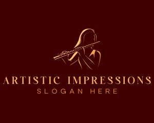 Female Flute Musician logo design