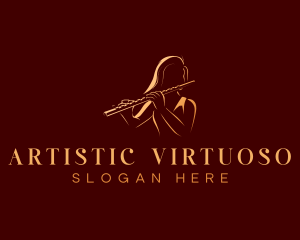 Female Flute Musician logo design