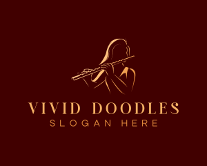 Female Flute Musician logo design