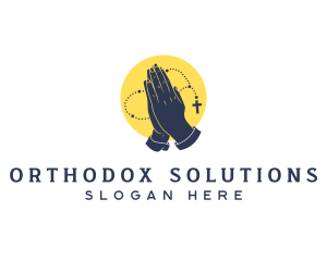 Religious Hand Rosary logo design